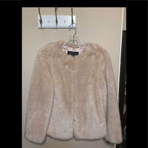 Faux fur coat blush pink